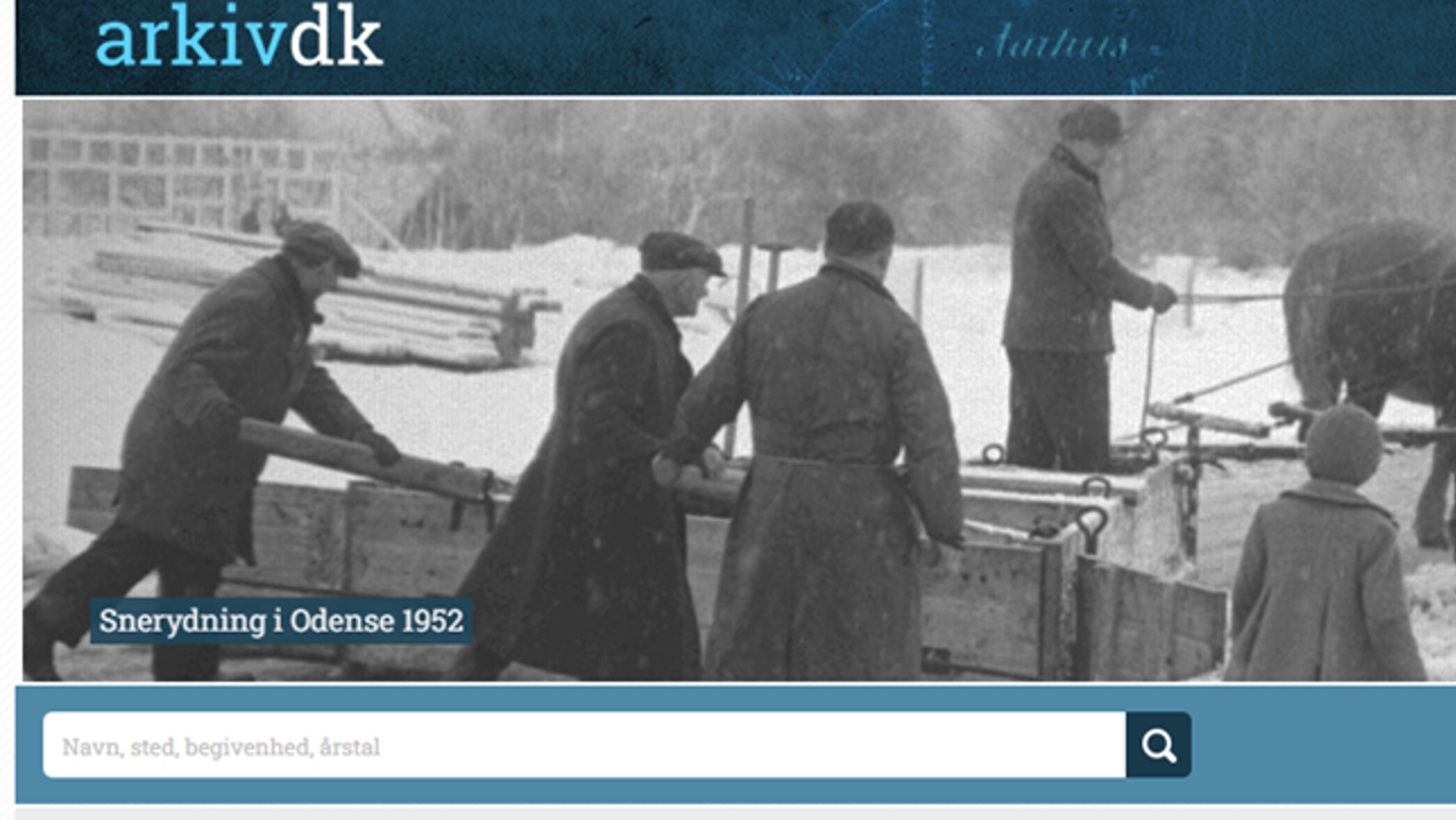 Screenshot fra hjemmesiden arkiv.dk