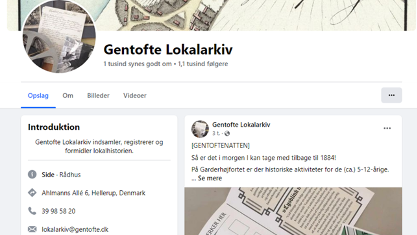 Screenshot fra Gentofte Lokalarkivs Facebookside